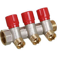 Колектор з регуляторами Bianchi 36м 3 виходу 1/2х3/4 ЗР червоний (203B05040A)