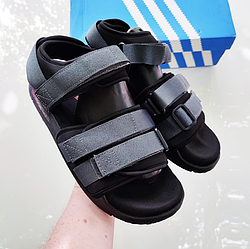 Чоловічі сандалі Adidas Adilette Sandals босоніжки Адідас чорно сірі літні текстильні на липучках