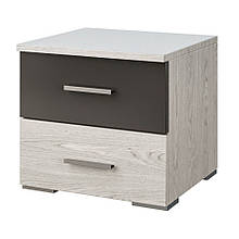 Тумбочка приліжкова з ДСП в спальню Лілея Нова Аляска/Антрацит (2 шт.) Світ Меблів