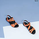 Шкіряні босоніжки з липучками коралового кольору 36 р-р, фото 5