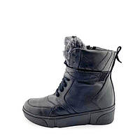 Зимние ботинки Guero кожаные на скрытой танкетке на шнуровке черные