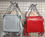 Жіноча сумка з натуральної шкіри білого, молочного, блакитного, рожевого та червоного кольору, фото 3