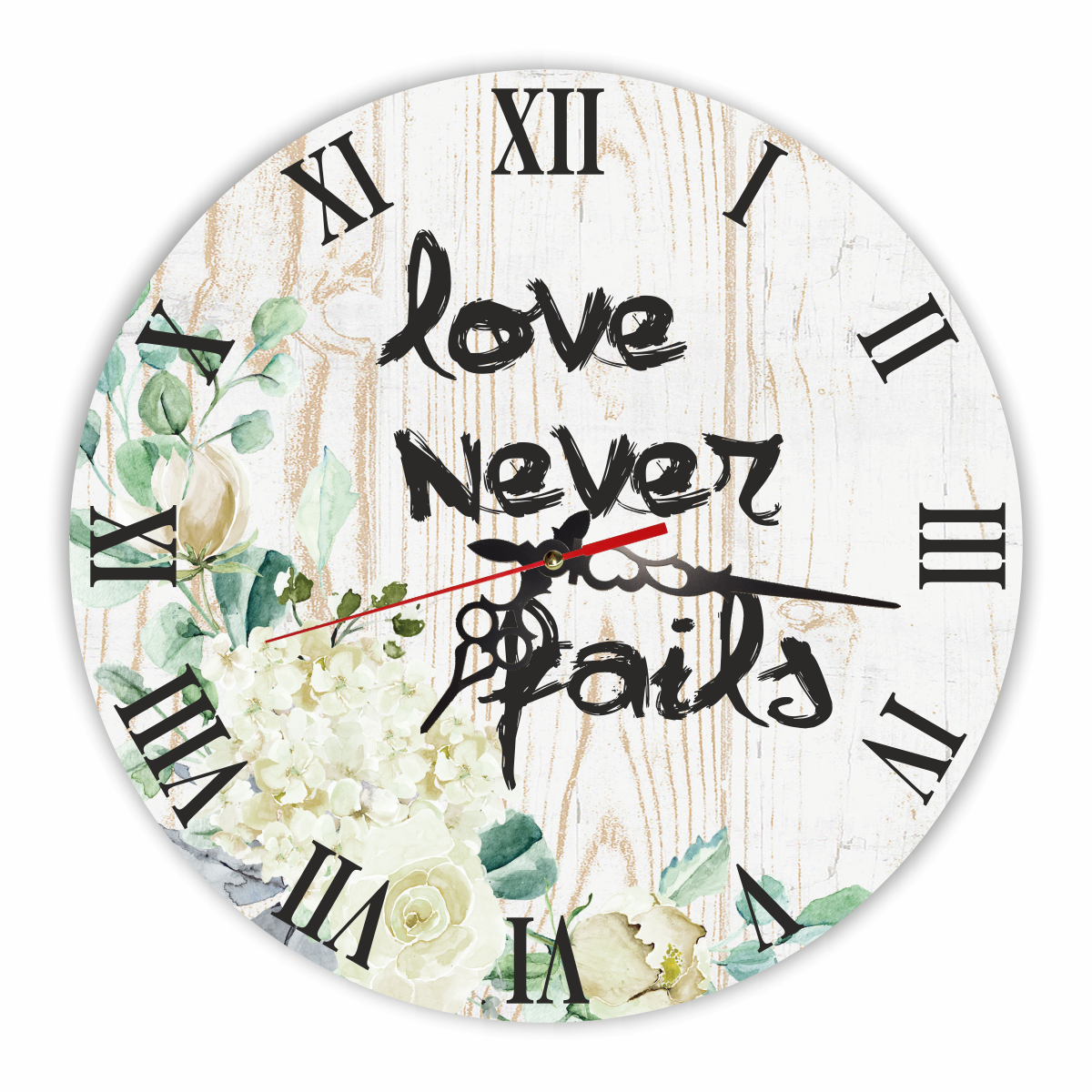 Настінний дерев'яний круглий годинник 30 см Love never fails