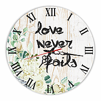 Настінний дерев'яний круглий годинник 30 см Love never fails