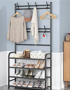 Підлогова стійка вішалка для одягу з полицями для взуття Simple floor clothes rack size