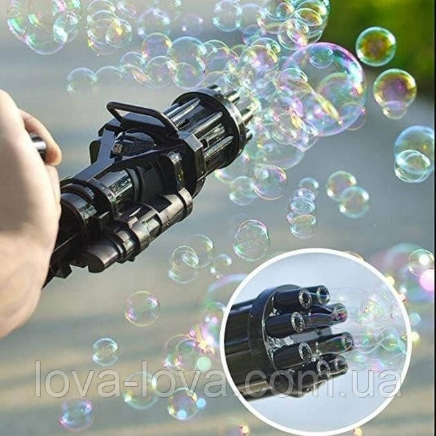 Іграшковий електричний пістолет GATLING GUN генератор мильних бульбашок з мильною рідиною