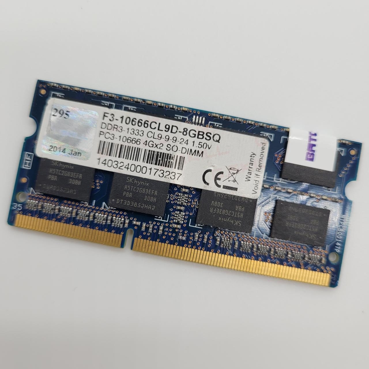 Оперативная память для ноутбука G.Skill SODIMM DDR3 4Gb 1333MHz 10666S 2R8 CL9 (F3-10666CL9D-8GBSQ) Б/В