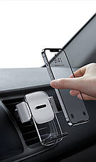 Тримач (автотримач) для телефона в машину Baseus Easy Control Сріблястий/ Прозорий (SUYK000112), фото 3