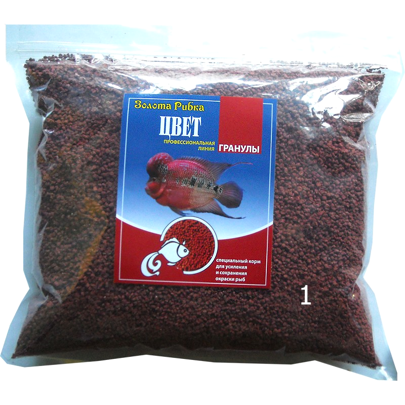 Корм Колір для посилення природного забарвлення риб розмір №1 пакет 1 кг