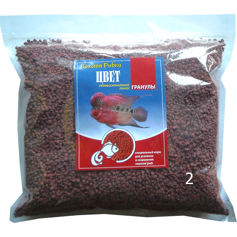 Корм Колір для посилення природного забарвлення риб розмір №2 пакет 1 кг