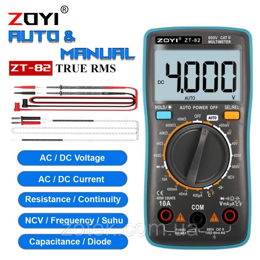 ZOYI ZT-82 Захищений Мультиметр цифровий тестер з термопарою