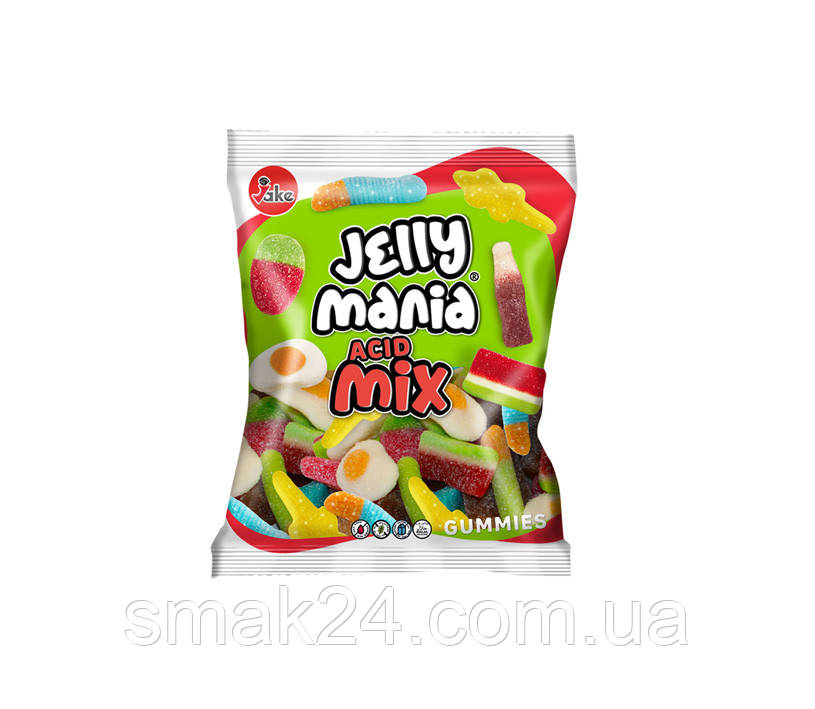 Желейные конфеты БЕЗ ГЛЮТЕНА И ЛАКТОЗЫ Jelly Mania acid MIX Испания 100г - фото 1 - id-p1642511665