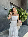 Білий сарафан максі з прошви з мереживними вставками (р. 42-46) 79py4018, фото 5