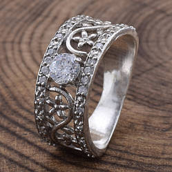 Срібна Каблучка Джина вставка білі фіаніти розмір 16