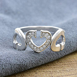 Срібна Каблучка Симфонія любові вставка білі фіаніти розмір 20