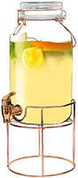 Лимонадник 4л, кувшин-банка для лимонада с краном, на металлической подставке
