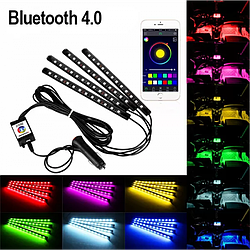 Світлодіодна підсвітка салону авто bluetooth rgb 4х12 APP