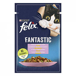 Консервований порційний корм для дорослих котів FELIX® Fantastic (Фелікс Фантастік) з фореллю та зеленими