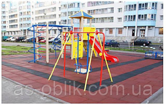 Гумова плитка для спортивних майданчиків 500х500х25 мм, фото 1