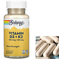 Вітамін Д + K2 Solaray Vitamin D3+K2 (soy free) 60 капсул