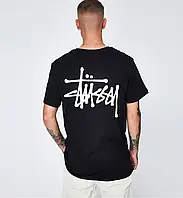 Чоловіча чорна футболка Stussy logo з принтом Стуссі Стасі Стильна молодіжна футболка хлопцю. Розміри наявність