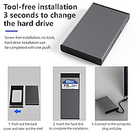 SATA для HDD 2.5" Зовнішня кишеня Blueendles MR23F USB 3.0 Original, фото 9