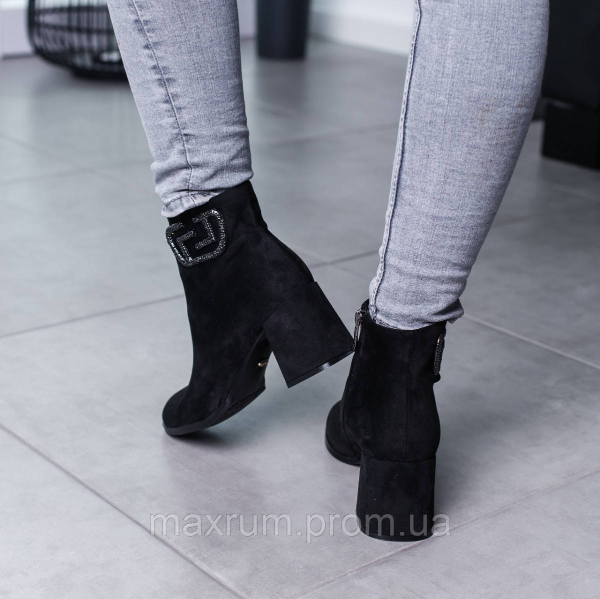 Модные Женские Ботильоны на Среднем Каблуке Молния Осень Весна 37 ...