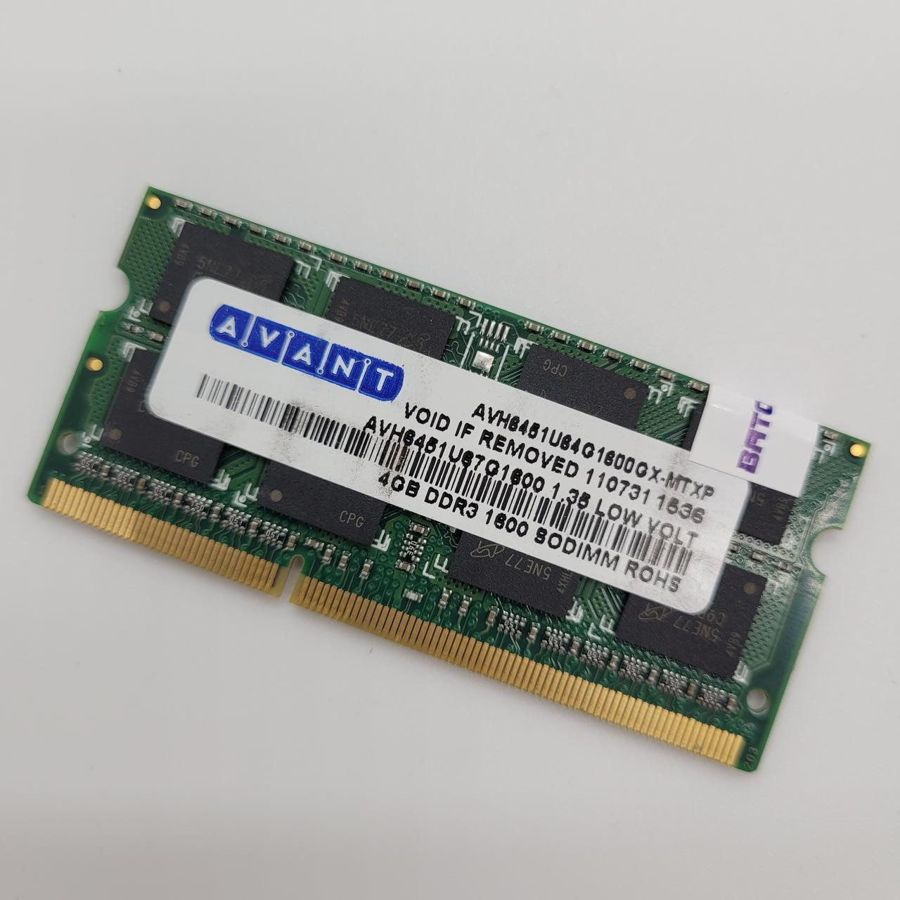 Оперативна пам'ять для ноутбука Avant SODIMM DDR3L 4Gb 1600MHz 12800S CL11 (AVH6451U67G1600) Б/В