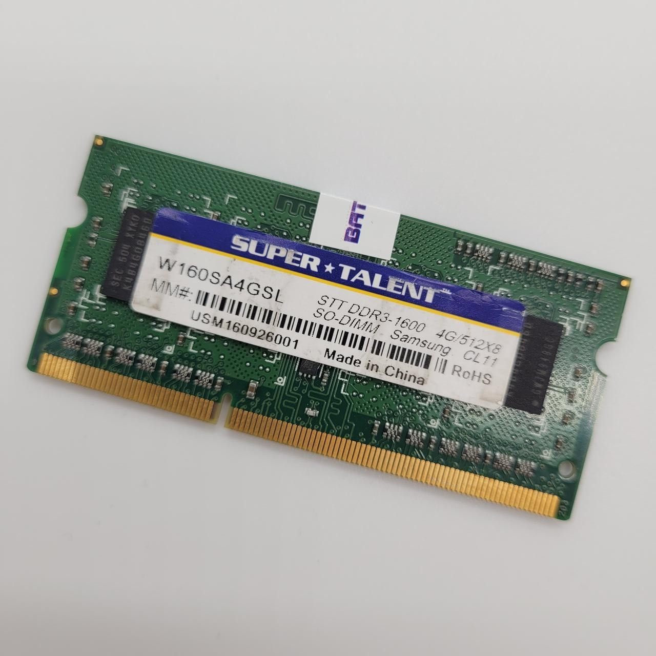 Оперативна пам'ять для ноутбука Super Talent SODIMM DDR3L 4Gb 1600MHz 12800S 1R8 CL11 (W160SA4GSL) Б/У