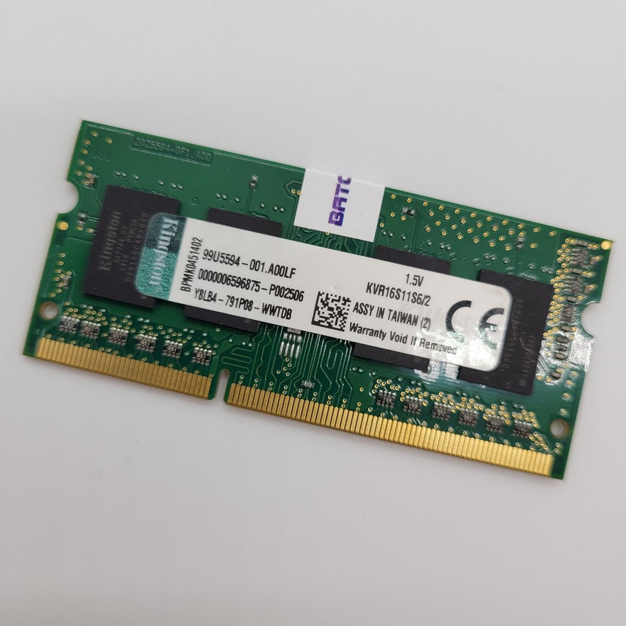 Оперативная память для ноутбука Kingston SODIMM DDR3 2Gb 1600MHz 12800s 1R8 CL11 (KVR16S11S6/2) Б/У
