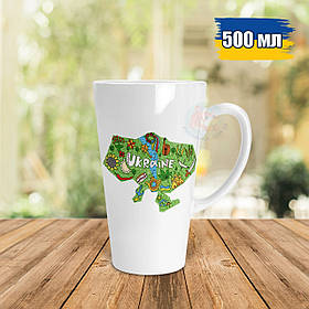 Патріотична чашка Лате 500 мл з мапою України