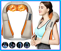 Масажер роликовий Shiatsu Massager of Neck Kneading для шиї, плечей і всього тіла з підігрівом 4 кнопки