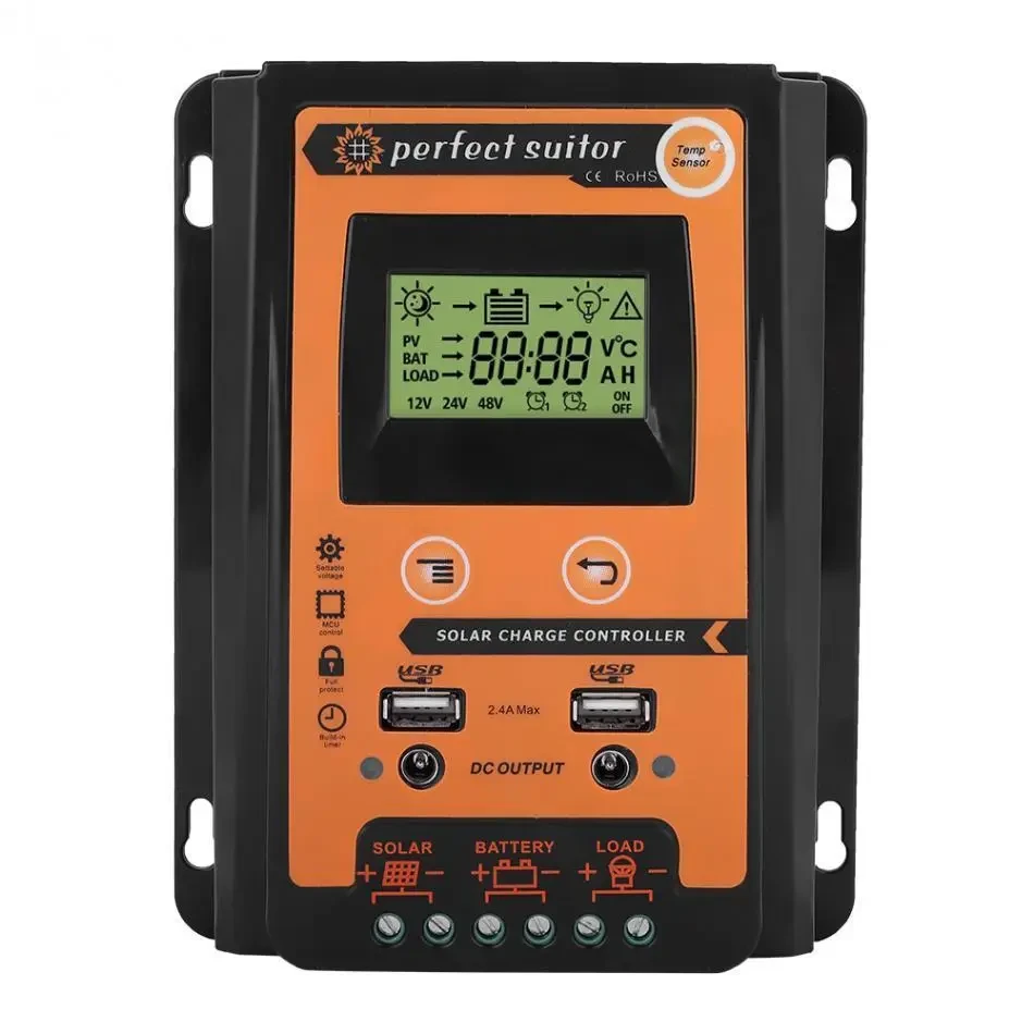 Контролер заряду для сонячних батарей на ШІМ 12/24 В 70 А, USB MPPT PWM