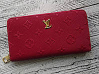 Стильный женский кошелек темно красного цвета, бумажник Louis Vuitton в коробке