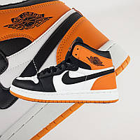 Мужские кроссовки Nike Air Jordan 1 Retro High Black White Orange 2