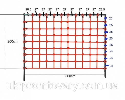 Сітка гладіаторської для лазань 200 x 300 см S-Hook на дитячий майданчик