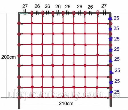 Сітка для лазання 200 x 210 см для дитячих ігрових комплексів, фото 1
