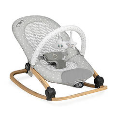 Шезлонг-качалка MoMi LUMIWOOD Grey Stars з 3-точковими ременями безпеки та сенсорним модулем з мелодіями
