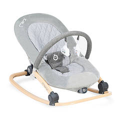 Шезлонг-качалка MoMi LUMIWOOD Grey з 3-точковими ременями безпеки та вібраціями для новонароджених
