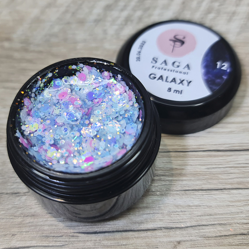 Гліттерний гель для дизайну нігтів Saga Galaxy 12 8мл