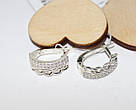 Сережки зі срібла з вставками фіанітів Дуо, фото 2