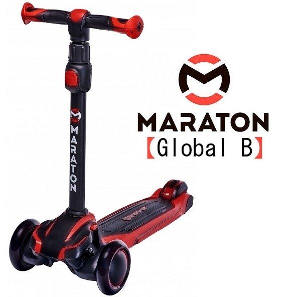 Дитячий триколісний самокат Maraton Global B Червоний + LED-ліхтарик