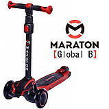 Дитячий триколісний самокат Maraton Global B Червоний + LED-ліхтарик, фото 5