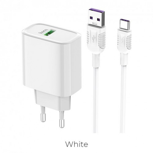 Зарядний пристрій Hoco C69A 2в1 швидка зарядка 3,0(adapter+cable) 1USB 2A Type-C white