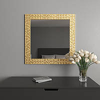 Зеркало в золотой оправе | на стену 96 на 96 Black Mirror в ванную комнату | для туалетного столика
