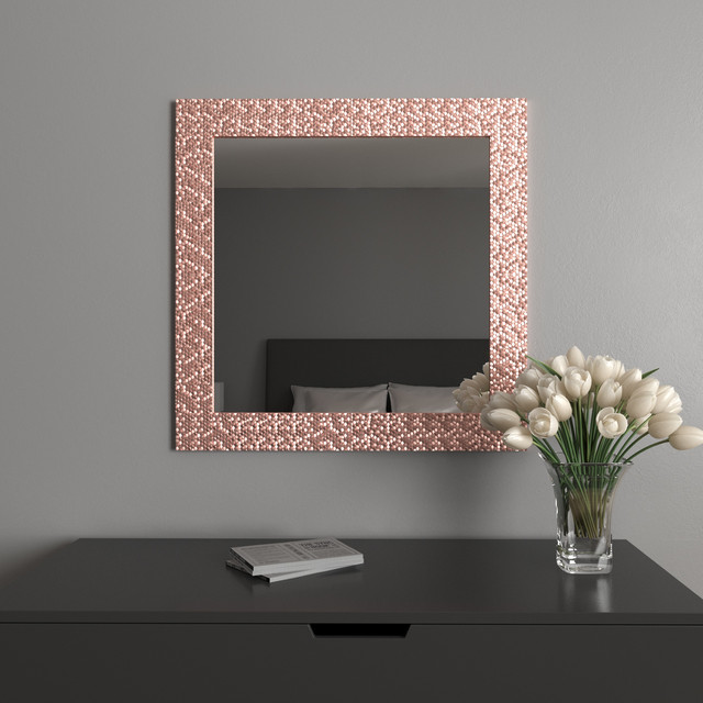 Дзеркало у рожевій оправі 76 на 76 Black Mirror на стіну у ванну кімнату спальню коридор Дзеркало у рожевій оправі 76 на 76 Black Mirror на стіну у ванну кімнату спальню коридор