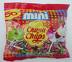 Chupa Chups Mini льодяники на паличці мікс фруктових смаків 5 видів 50шт х 6g