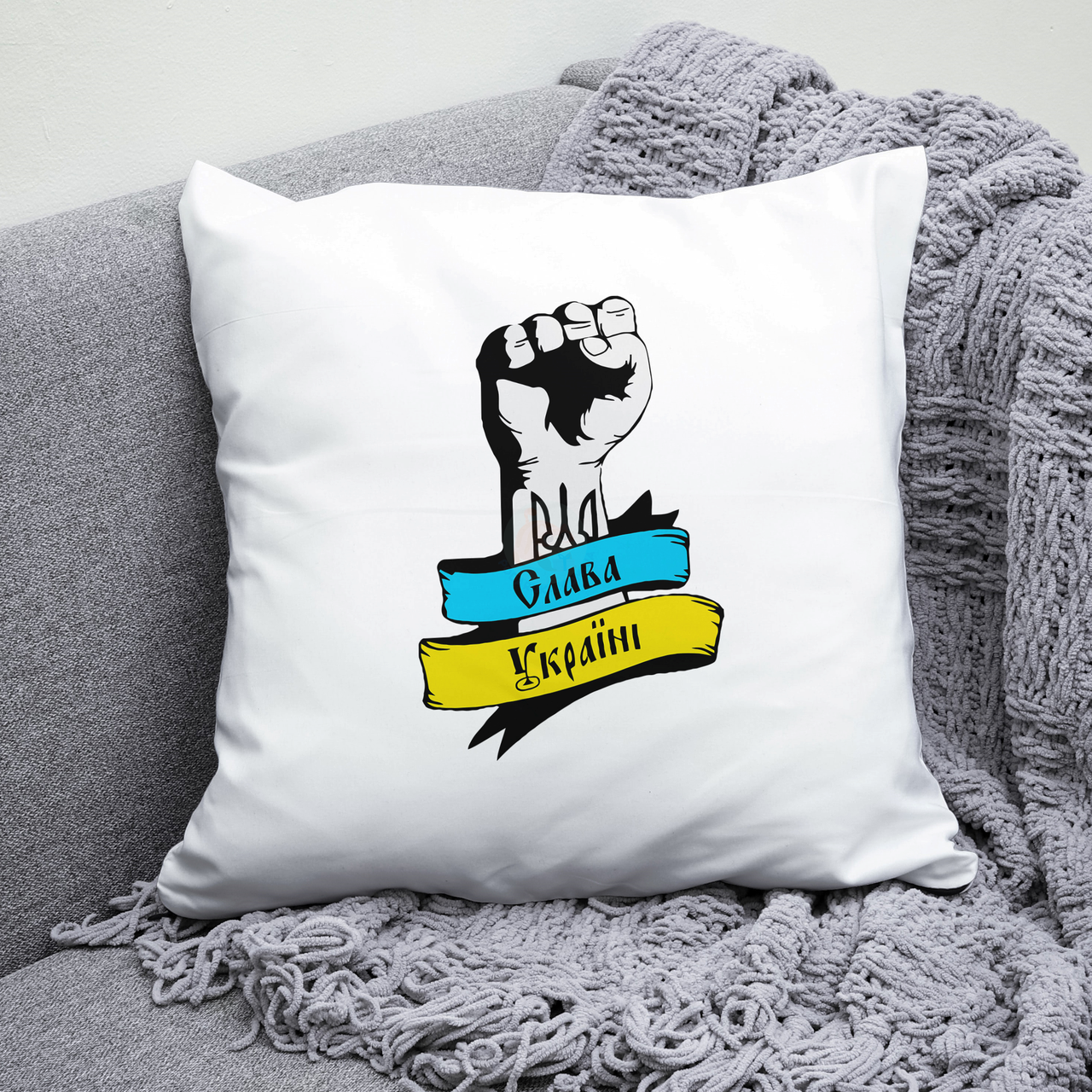 Подушка 35*35 см Слава Україні. Патріотична подушка Слава Україні., фото 1