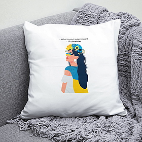 Подушка 35*35 см What is your super power? I`m ukrainian.