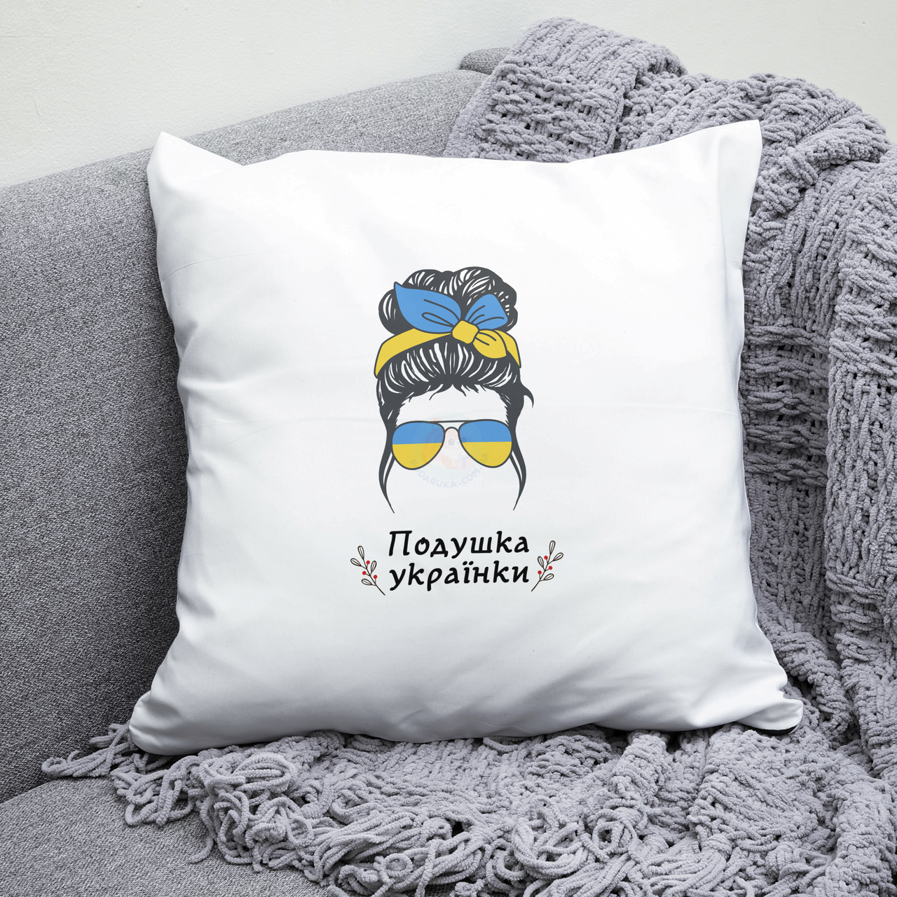 Подушка 35*35 см Дякую боже, що я Українка. Патріотична подушка що я Українка., фото 1